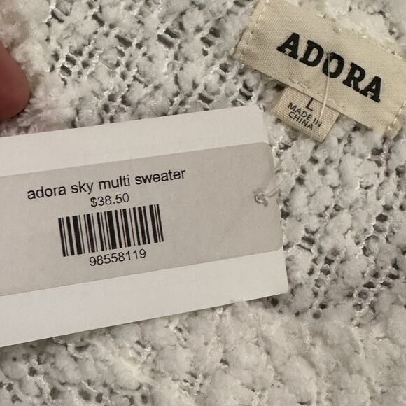 Adora Colorblock Sweater L Popcorn‎ Knit Bell Sleeve Pullover Trendy Cozy Top - Picture 5 of 10